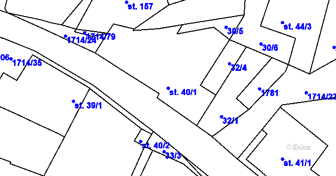 Parcela st. 40/1 v KÚ Temelín, Katastrální mapa