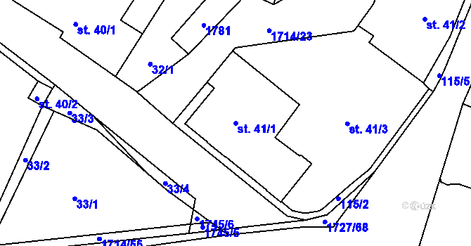 Parcela st. 41/1 v KÚ Temelín, Katastrální mapa