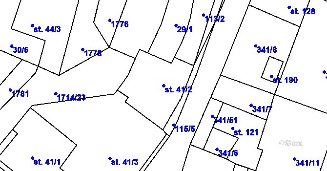 Parcela st. 41/2 v KÚ Temelín, Katastrální mapa