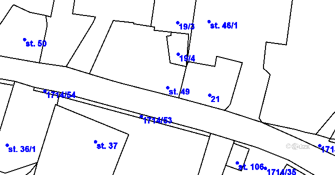 Parcela st. 49 v KÚ Temelín, Katastrální mapa