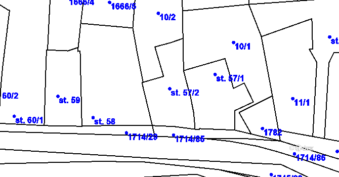 Parcela st. 57/2 v KÚ Temelín, Katastrální mapa