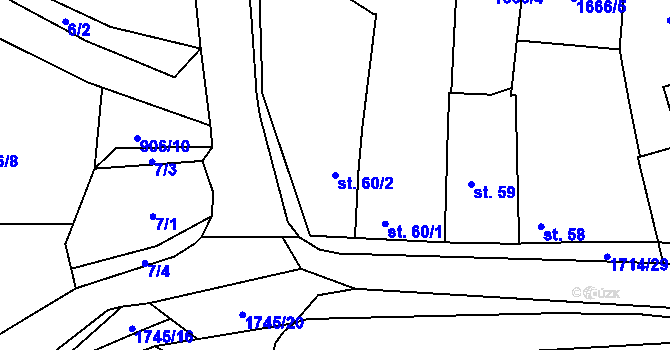 Parcela st. 60/2 v KÚ Temelín, Katastrální mapa