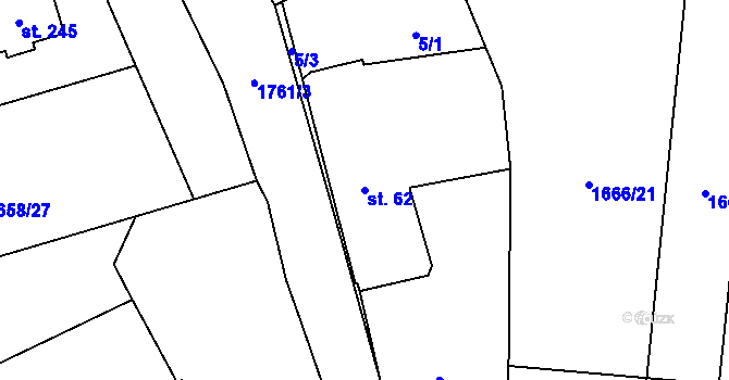 Parcela st. 62 v KÚ Temelín, Katastrální mapa