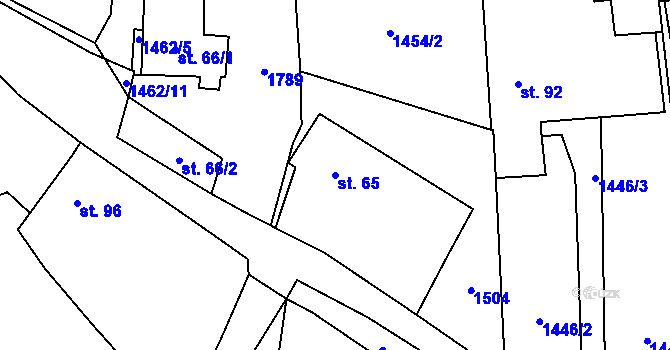 Parcela st. 65 v KÚ Temelín, Katastrální mapa