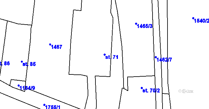 Parcela st. 71 v KÚ Temelín, Katastrální mapa