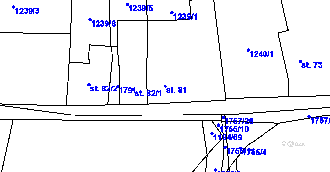 Parcela st. 81 v KÚ Temelín, Katastrální mapa