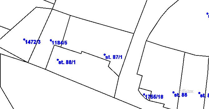 Parcela st. 87/1 v KÚ Temelín, Katastrální mapa