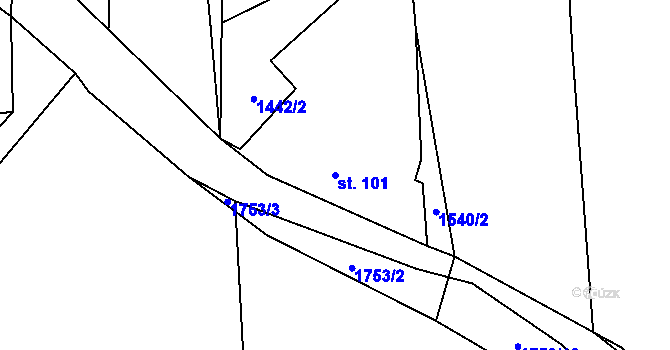 Parcela st. 101 v KÚ Temelín, Katastrální mapa