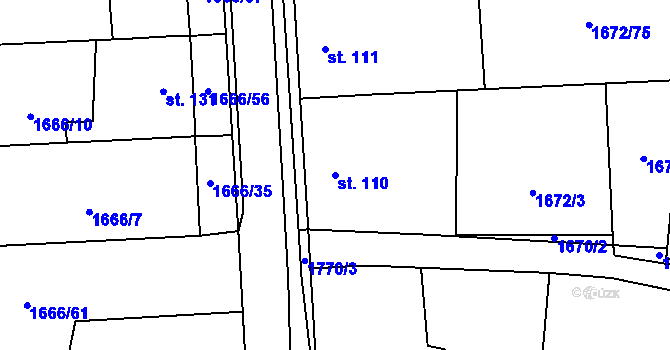 Parcela st. 110 v KÚ Temelín, Katastrální mapa
