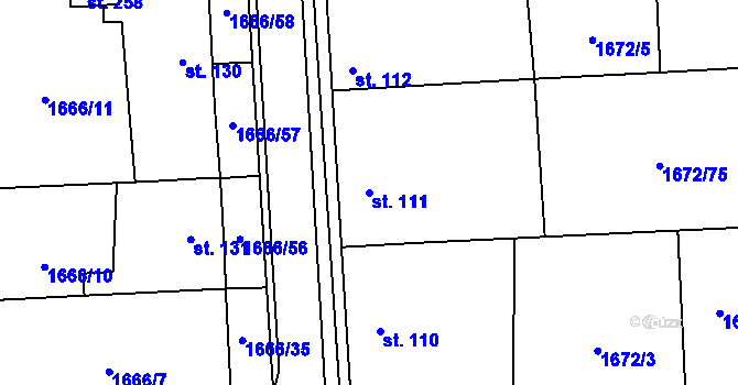 Parcela st. 111 v KÚ Temelín, Katastrální mapa
