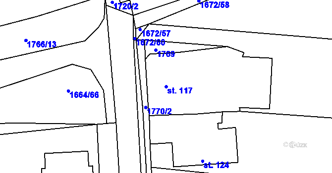 Parcela st. 117 v KÚ Temelín, Katastrální mapa