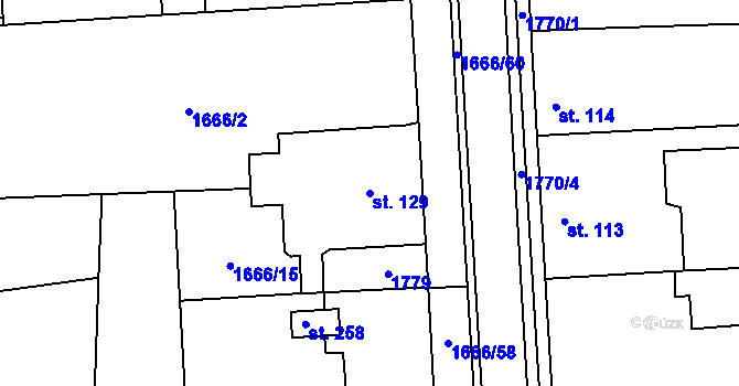 Parcela st. 129 v KÚ Temelín, Katastrální mapa
