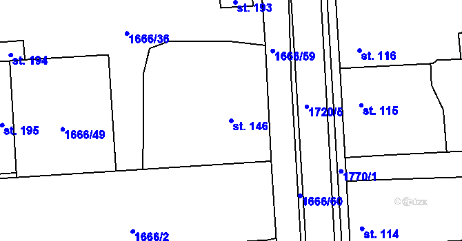 Parcela st. 146 v KÚ Temelín, Katastrální mapa