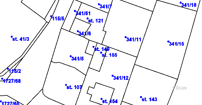 Parcela st. 155 v KÚ Temelín, Katastrální mapa