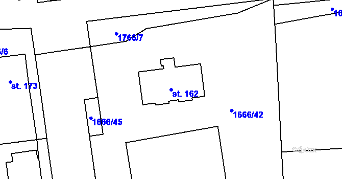 Parcela st. 162 v KÚ Temelín, Katastrální mapa
