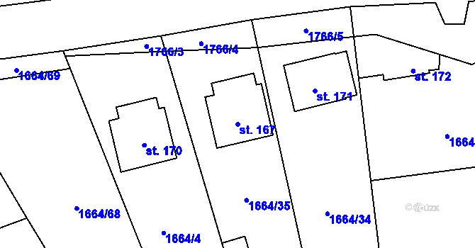 Parcela st. 167 v KÚ Temelín, Katastrální mapa