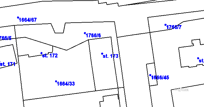 Parcela st. 173 v KÚ Temelín, Katastrální mapa