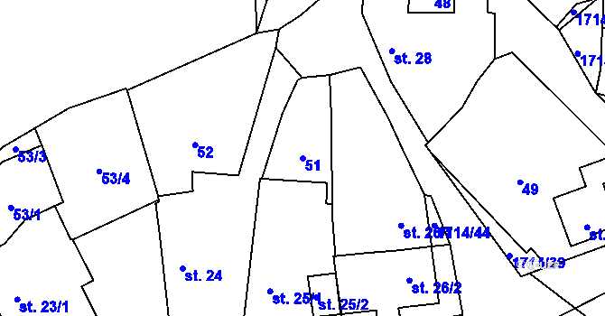 Parcela st. 51 v KÚ Temelín, Katastrální mapa
