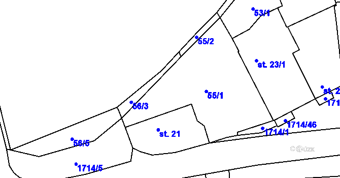 Parcela st. 56/2 v KÚ Temelín, Katastrální mapa