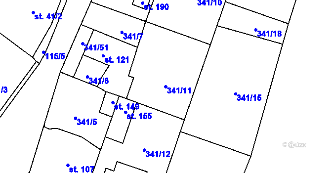 Parcela st. 341/11 v KÚ Temelín, Katastrální mapa