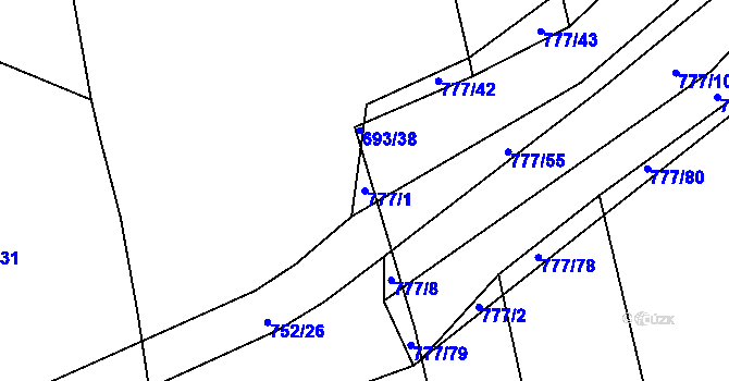 Parcela st. 777/1 v KÚ Temelín, Katastrální mapa