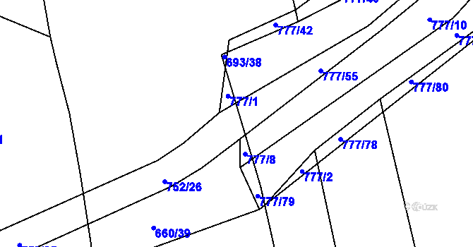 Parcela st. 777/3 v KÚ Temelín, Katastrální mapa