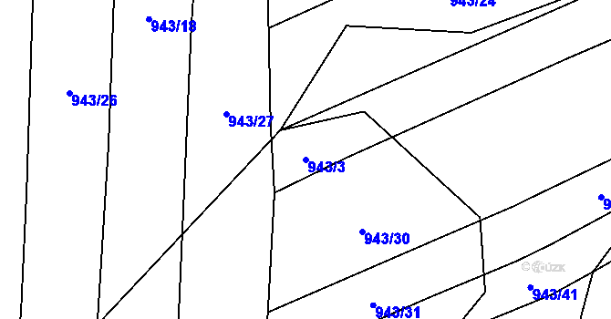 Parcela st. 943/3 v KÚ Temelín, Katastrální mapa