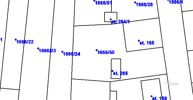 Parcela st. 1666/50 v KÚ Temelín, Katastrální mapa