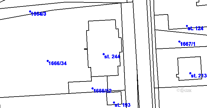 Parcela st. 244 v KÚ Temelín, Katastrální mapa