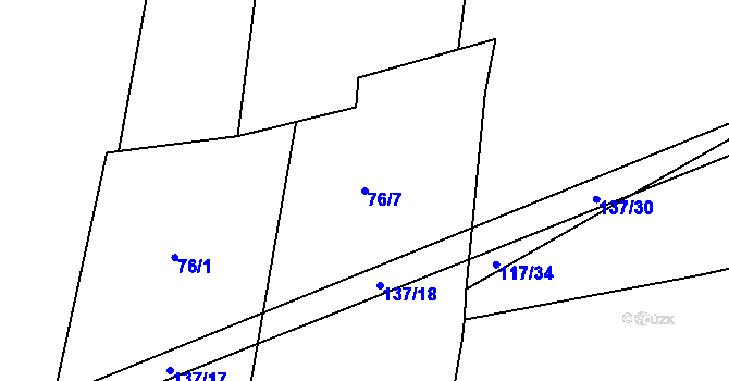 Parcela st. 76/7 v KÚ Temelínec, Katastrální mapa