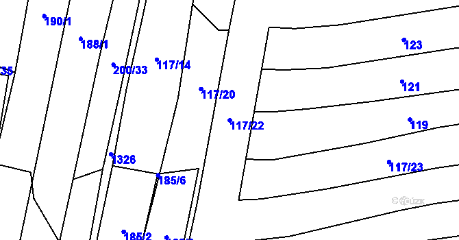 Parcela st. 117/22 v KÚ Temelínec, Katastrální mapa