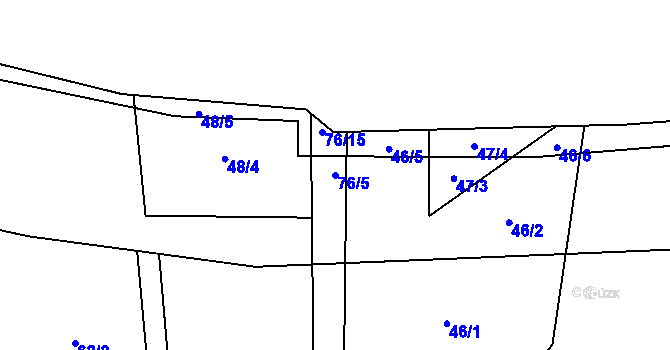 Parcela st. 76/5 v KÚ Temelínec, Katastrální mapa