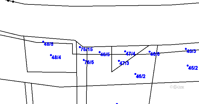 Parcela st. 46/5 v KÚ Temelínec, Katastrální mapa