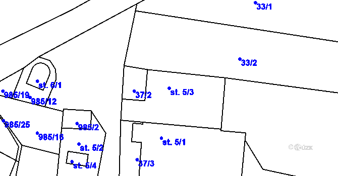 Parcela st. 5/3 v KÚ Babín, Katastrální mapa