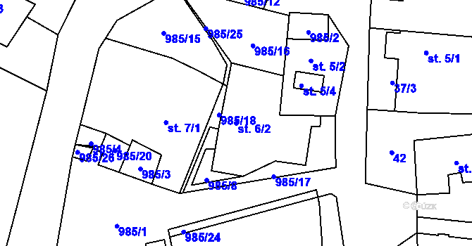 Parcela st. 6/2 v KÚ Babín, Katastrální mapa
