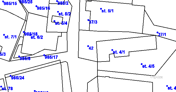 Parcela st. 42 v KÚ Babín, Katastrální mapa
