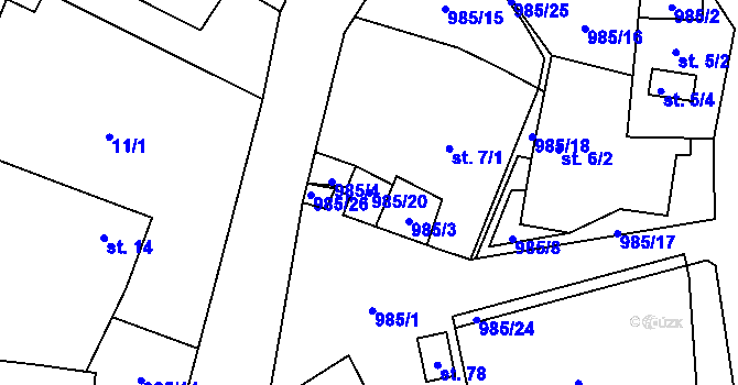 Parcela st. 985/20 v KÚ Babín, Katastrální mapa
