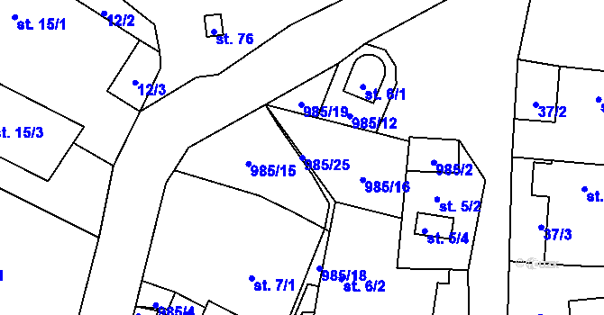 Parcela st. 985/25 v KÚ Babín, Katastrální mapa