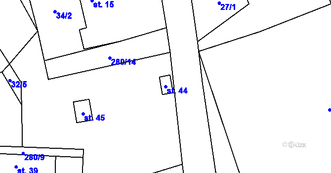 Parcela st. 44 v KÚ Drahoňov, Katastrální mapa