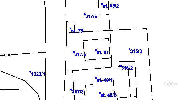 Parcela st. 87 v KÚ Dráchov u Těmic, Katastrální mapa