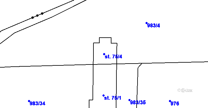 Parcela st. 75/4 v KÚ Dráchov u Těmic, Katastrální mapa