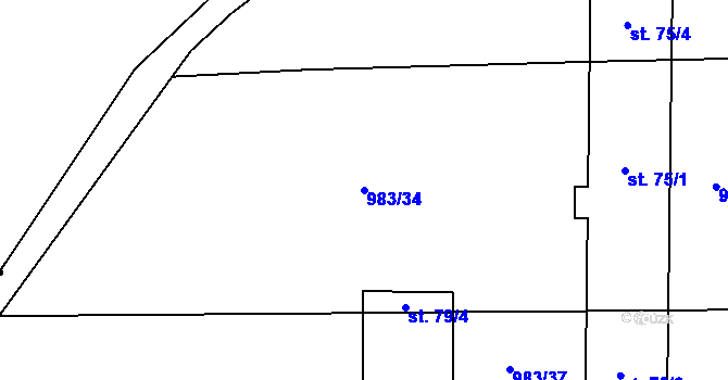 Parcela st. 983/34 v KÚ Dráchov u Těmic, Katastrální mapa