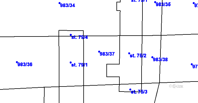 Parcela st. 983/37 v KÚ Dráchov u Těmic, Katastrální mapa