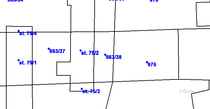 Parcela st. 983/38 v KÚ Dráchov u Těmic, Katastrální mapa