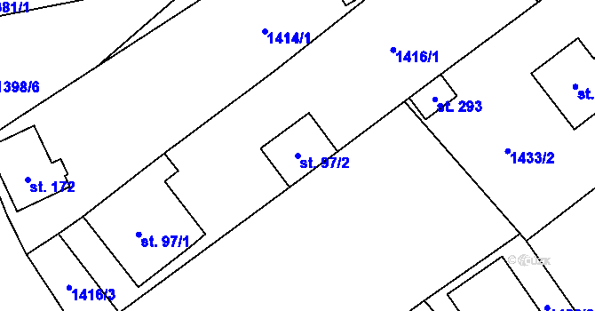 Parcela st. 97/2 v KÚ Těmice u Kamenice nad Lipou, Katastrální mapa