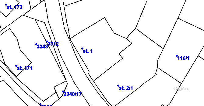 Parcela st. 1 v KÚ Těmice u Kamenice nad Lipou, Katastrální mapa