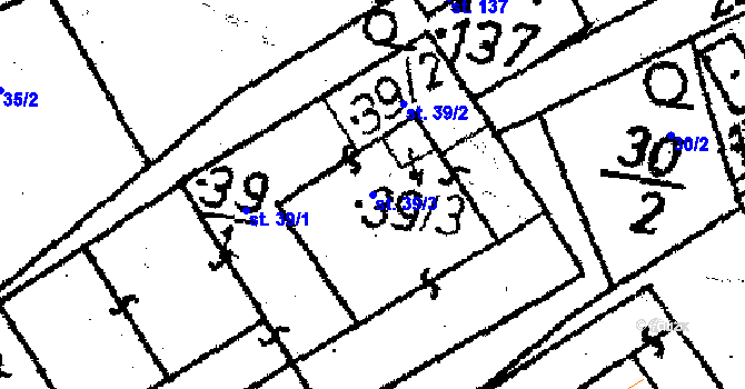 Parcela st. 39/3 v KÚ Těmice u Kamenice nad Lipou, Katastrální mapa