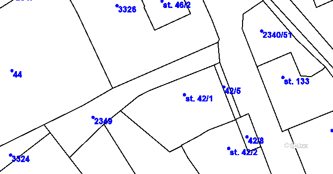 Parcela st. 42/1 v KÚ Těmice u Kamenice nad Lipou, Katastrální mapa