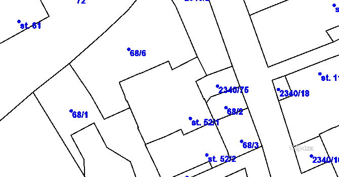 Parcela st. 52/1 v KÚ Těmice u Kamenice nad Lipou, Katastrální mapa