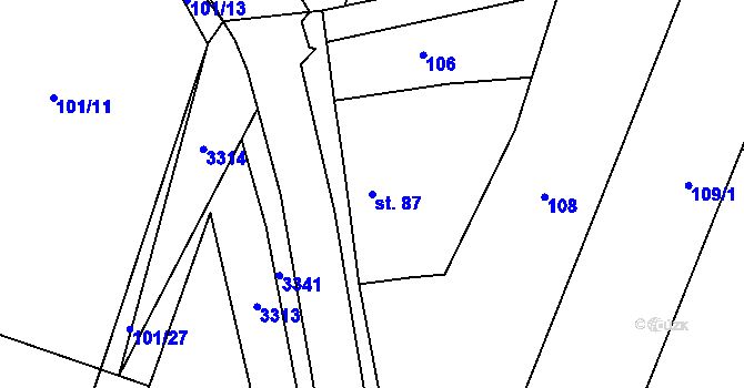 Parcela st. 87 v KÚ Těmice u Kamenice nad Lipou, Katastrální mapa